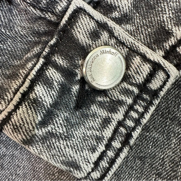Rebecca Minkoff NWOT Riveted Crop Denim Jacket MEDIUM Charcoal Gray - Picture 5 of 7